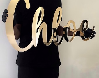 Personalized Gold Acrylic Name Sign: Nursery Decor