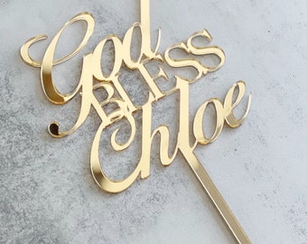 Personalized Acrylic Christening Cake Topper: Communion Keepsake