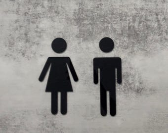 Modern Black Acrylic Restroom Sign: Male & Female Toilet Icons