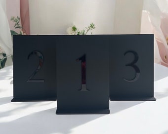 Monochromatic Arched Wedding Table Numbers with Stands