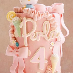 Personalized Acrylic Layered Cake Topper: Name & Number Charm