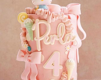 Personalized Acrylic Layered Cake Topper: Name & Number Charm