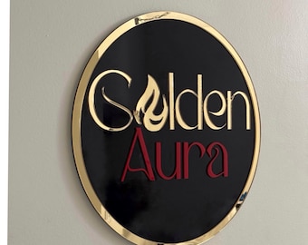 3D Wall Sign, Round Business Logo Sign, Custom Business Sign, Salon Suite Signs, Wall Sign for Business, Office Wall Sign, Acrylic Sign.