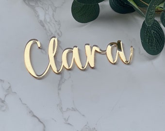 Mirror Acrylic Name Cake Charm: Wedding Place Card