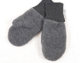 Fleece mittens for kids, lined and with cuffs - Tirigolo