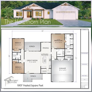 Hawthorn House Plan, 1907 Square Feet