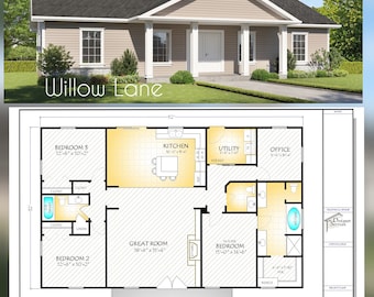 Willow Lane House Plan, 1664 Square Feet, Gable Roof Option