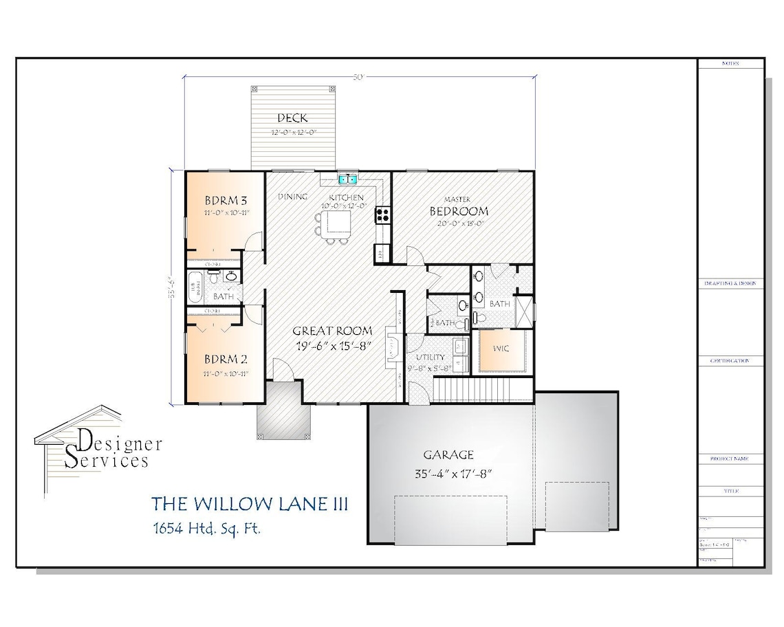 Willow Lane III House Plan, 1654 Square Feet Etsy