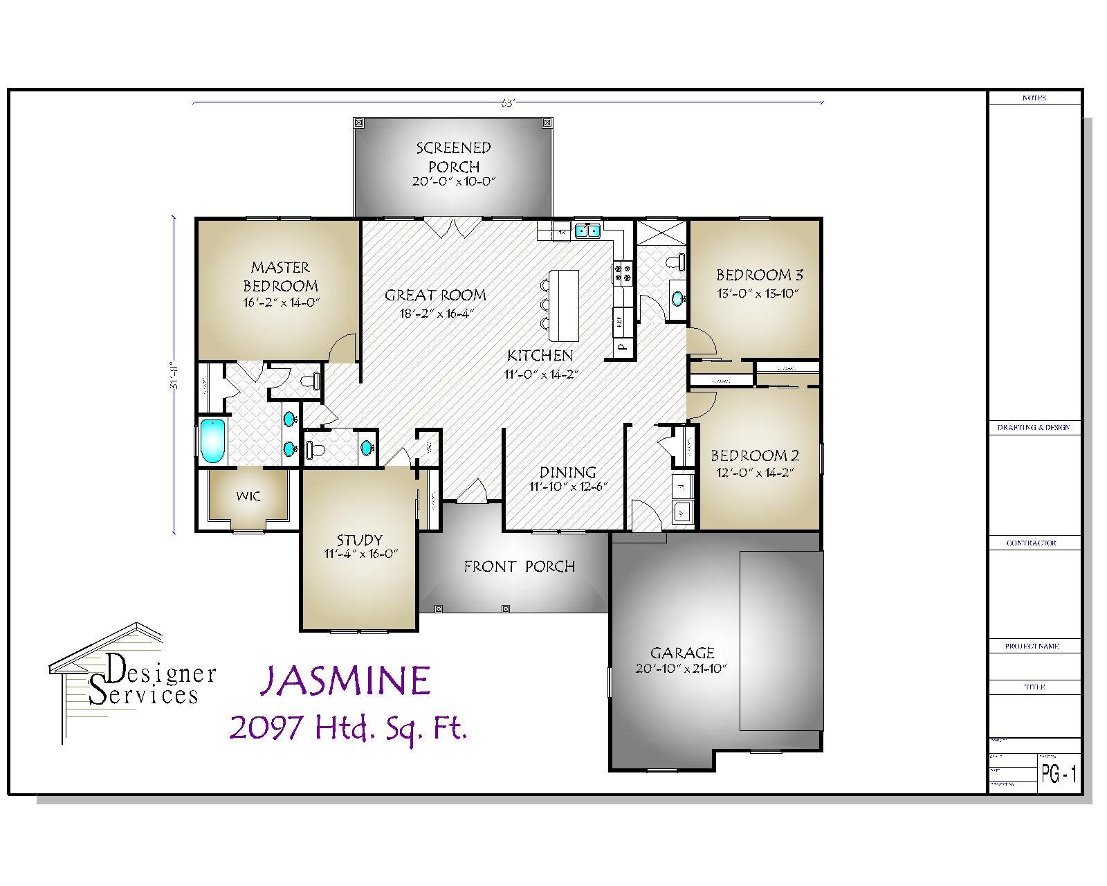 Jasmine House Plan 2097 Square Feet Instant Download Etsy Jasmine House Plan 2097 Square Feet Instant Download Etsy