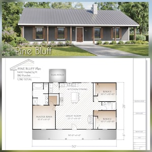 Plano de casa en Pine Bluff, 1400 pies cuadrados