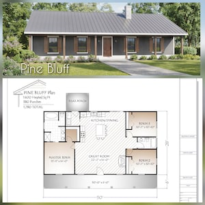 Pine Bluff House Plan, 1400 Square Feet