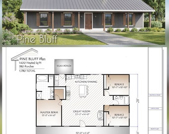 Pine Bluff House Plan, 1400 Square Feet