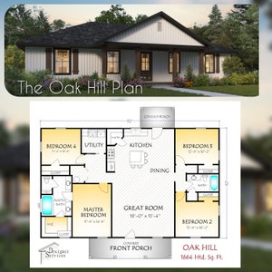Oak Hill House Plan, 1664 Quadratfuß
