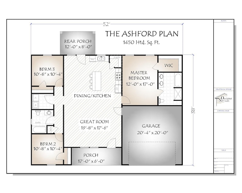 Ashford Plan, 1450 Square Feet Etsy