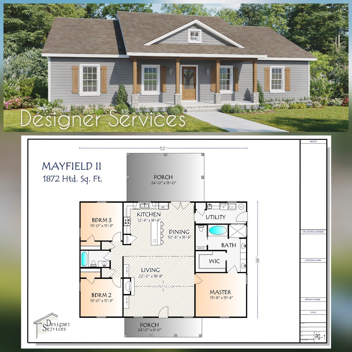 Mayfield II House Plan, 1872 Heated Square Feet Etsy