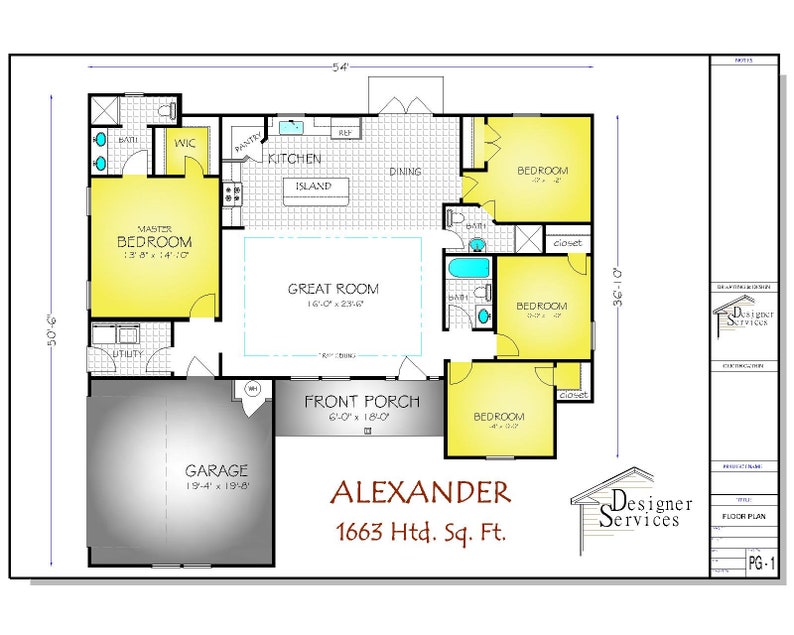 Alexander House Plan 1663 Square Feet Etsy
