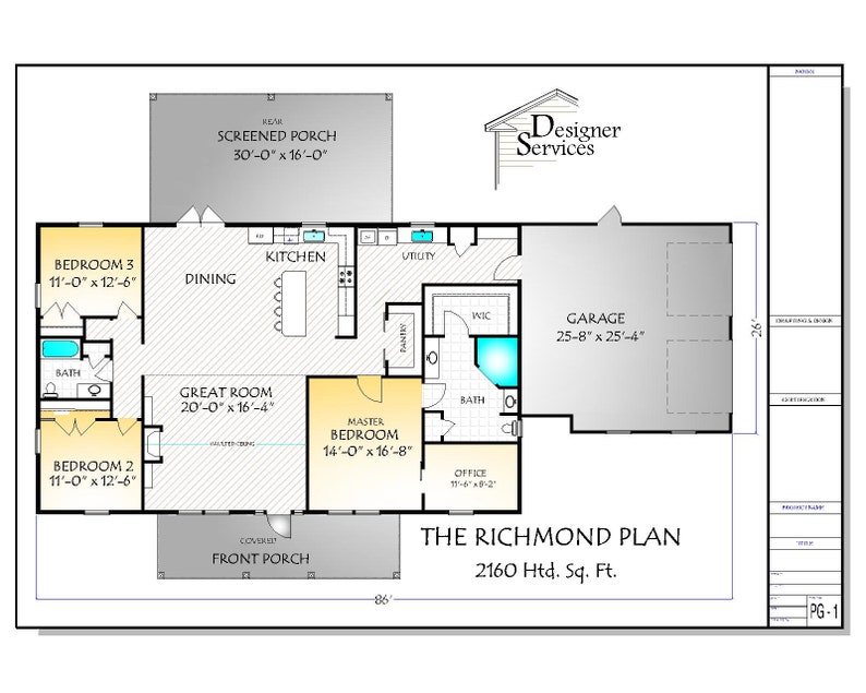 Richmond House Plan 2160 Square Feet Etsy Richmond House Plan 2160 Square Feet Etsy