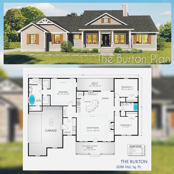 Craftsman House Plan The Burton Etsy