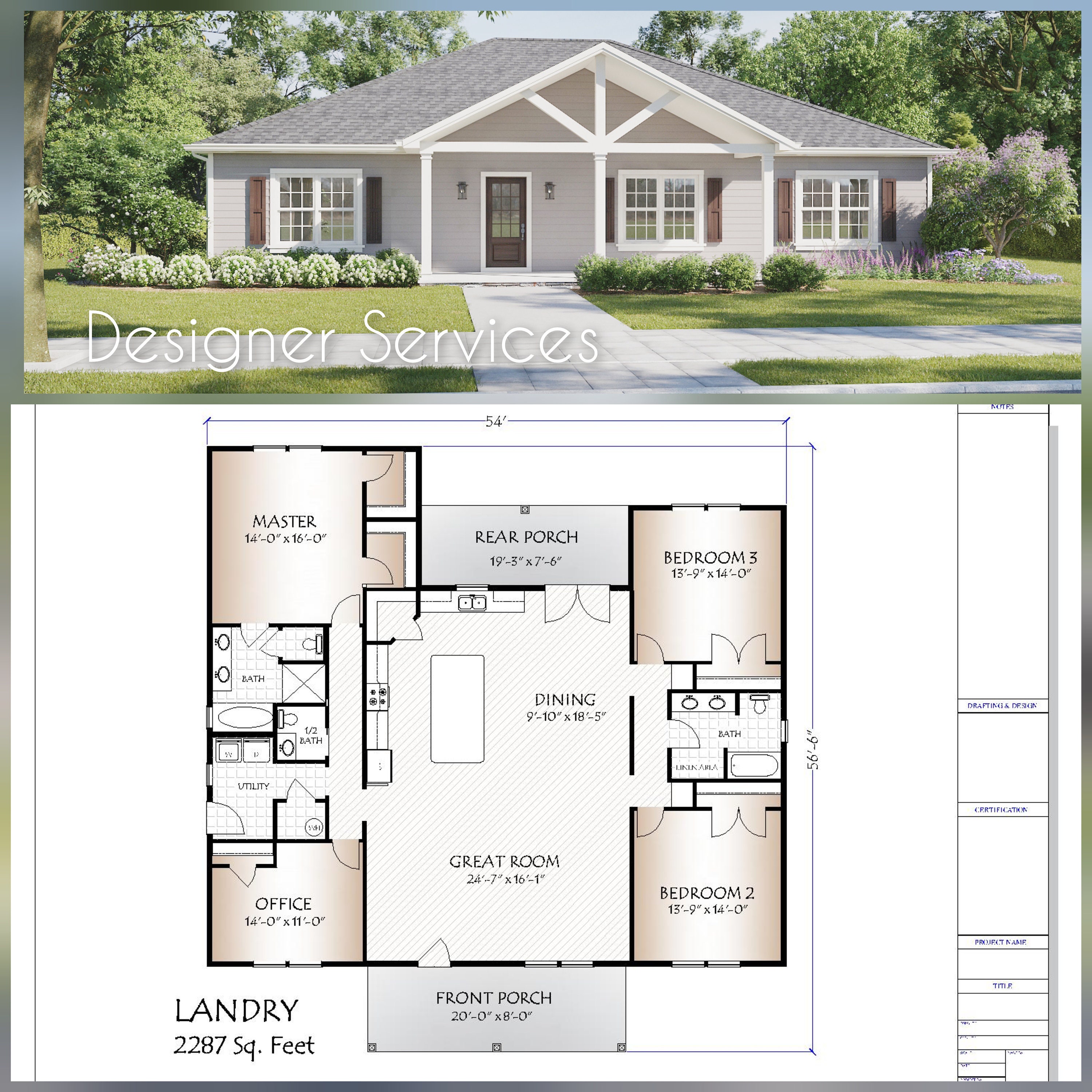 Landry House Plan, 2287 Etsy