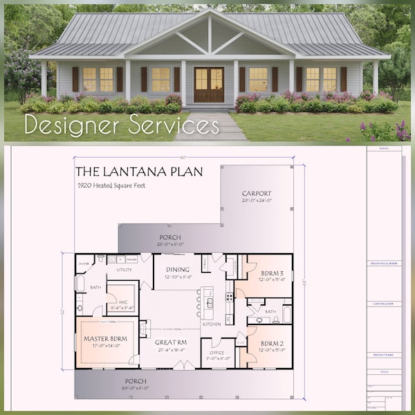 Lantana House Plan,  1920 Square Feet