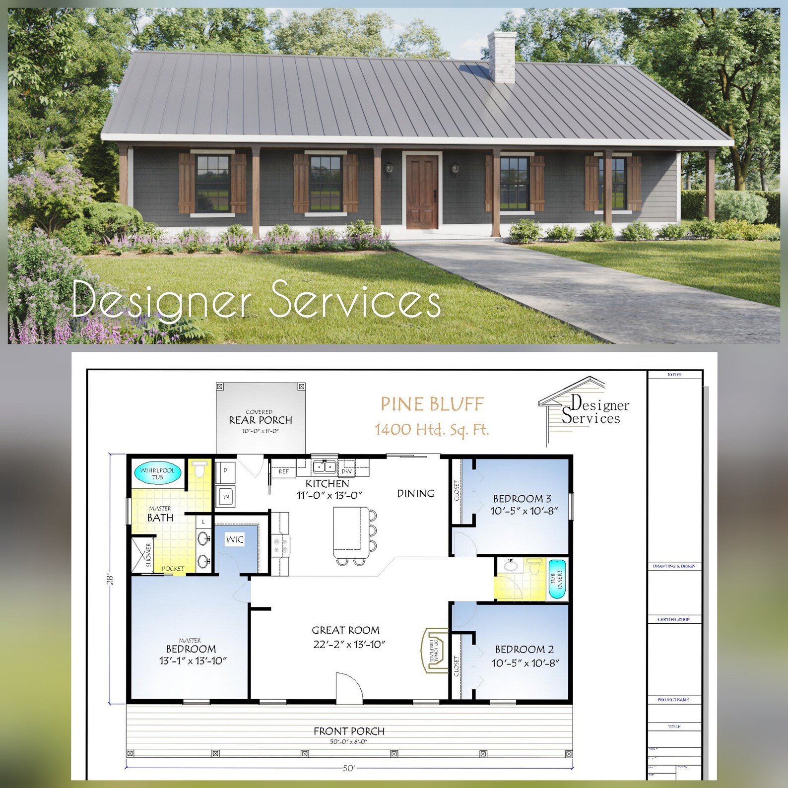Pine Bluff House Plan 1400 Square Feet Etsy Pine Bluff House Plan 1400 Square Feet Etsy