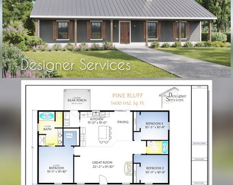 Pine Bluff House Plan, 1400 Square Feet