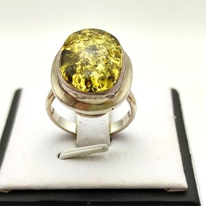 Sterling silver ring - Amber ring-Vintage jewelry -Memorial gift for her