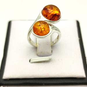 Sterling silver ring - Amber ring-Vintage jewelry -Memorial gift for her