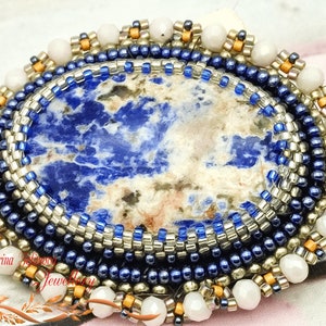 Beaded gemstone brooch-Brooch for dress-Embroidery brooch-Gift for women, mother- Gift for her.-Anniversary,Birthday, Christmas present.