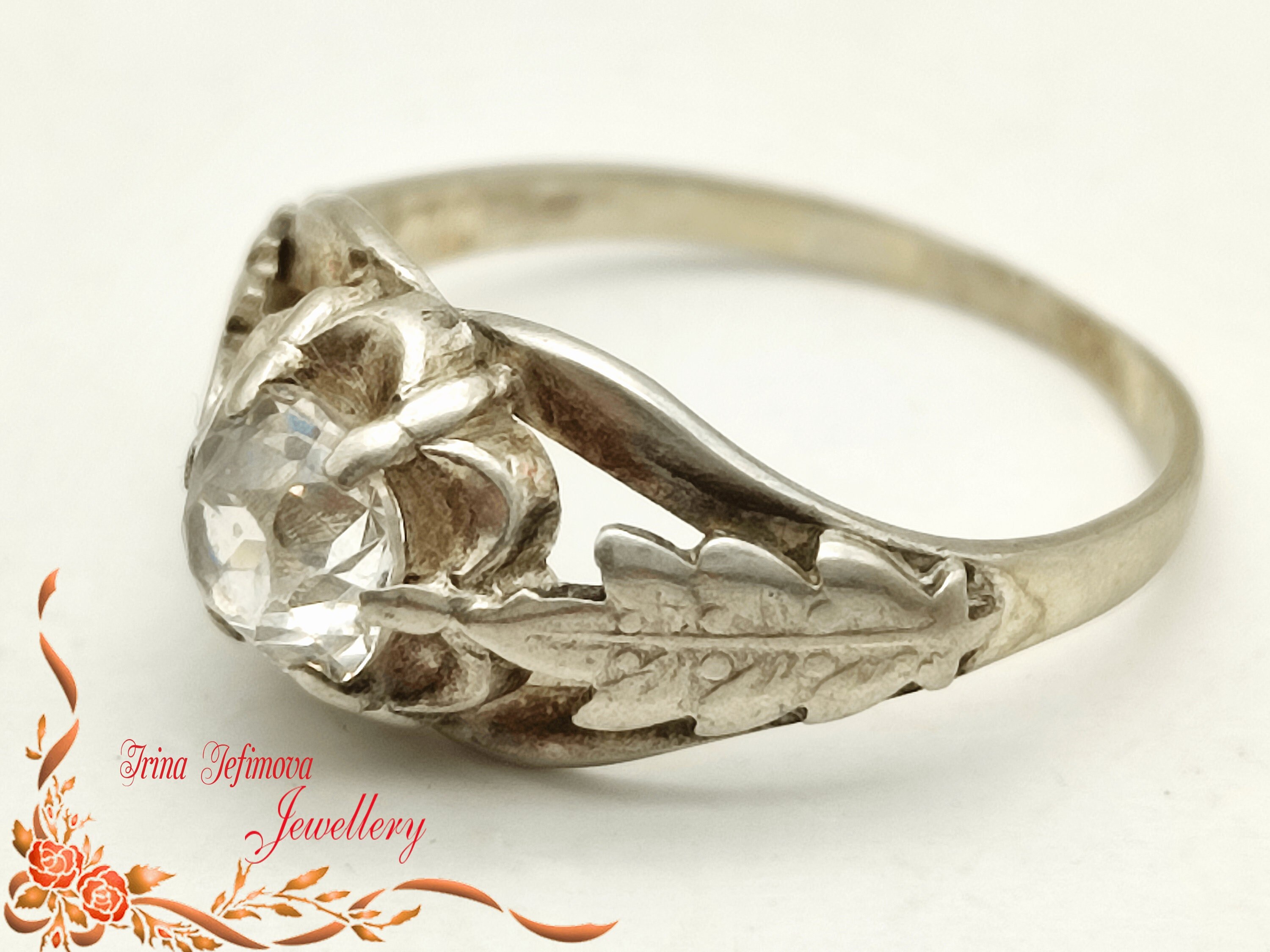 Silver Ring With Cubic Zirconia-vintage Silver Jewellery
