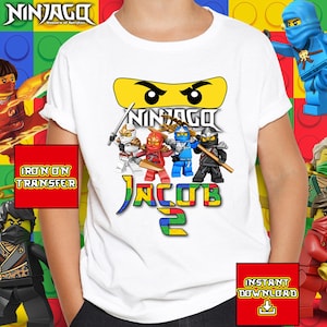 Nenja go Personalized Name and Age Birthday Boy Iron on Transfer, Digital Art, Birthday Boy Tshirt