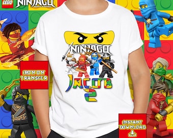 Nenja go Personalized Name and Age Birthday Boy Iron on Transfer, Digital Art, Birthday Boy Tshirt