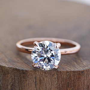 Rose Gold Diamond Ring | Round Lab Grown Diamond Engagement Ring | Solitaire Rose Gold Wedding Ring | Unique Gift | Anniversary Gift