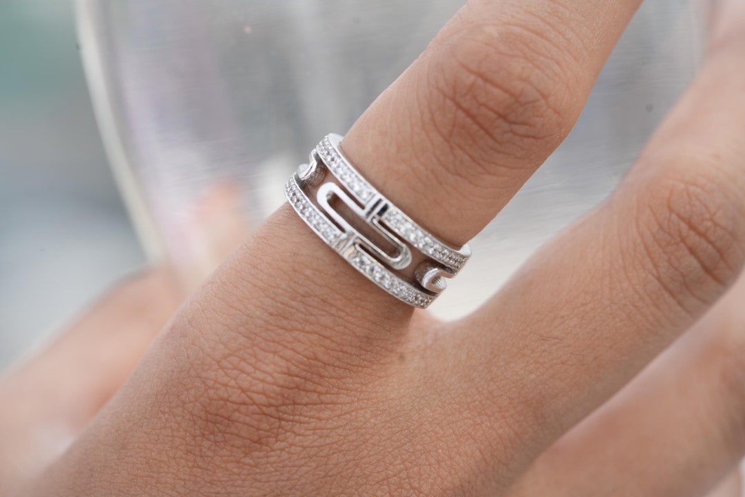 Lab Grown Diamond Eternity Ring | 14K White Gold Double Row Band - Etsy