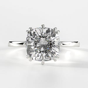 Lab Grown Cushion Cut Diamond Engagement Ring / Cushion Cut Diamond / Cushion Diamond Ring / White Gold Diamond Ring / Wedding Ring