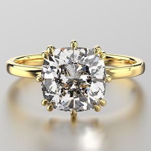 Lab Grown Cushion Cut Diamond Engagement Ring / Cushion Cut Diamond / Cushion Diamond Ring / Gold Diamond Ring / Wedding Ring