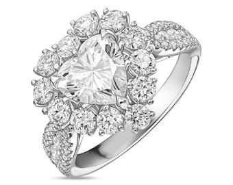 ハート型モアッサナイトリング 5CT ハート型エンゲージリング 14K