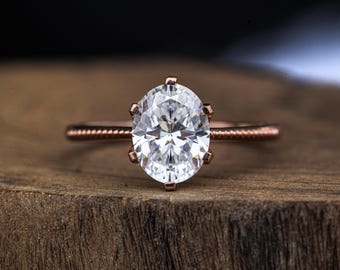 Oval Lab Grown Diamond Engagement Ring | 14K Rose Gold Solitaire