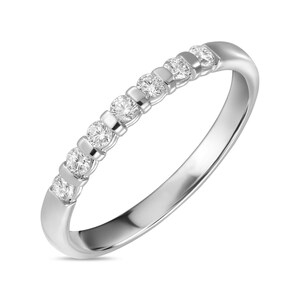 14K White Gold Dainty Moissanite Wedding Band Womens Wedding Ring, Delicate Stacking Ring Stackable Band, Thin 7 Stone Diamond Wedding Band