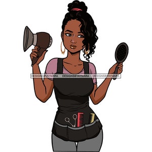 Afro Woman Hairdresser Haircut Beauty Salon Stylist Barber Professional Beautician SVG JPG PNG Vector Clipart Silhouette Cricut Cut Cutting
