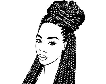 Download Afro Woman SVG Princess Queen Braids Hair Beautiful African | Etsy