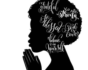 Download Black Queen Praying Woman Silhouette Afro Nubian Princess ...