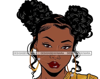 Afro Lady Bamboo Earrings Hair Accessories Beautiful Black Woman Ebony Nubian Melanin SVG JPG PNG Vector Clipart Silhouette Cricut Cutting