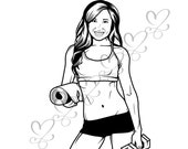 Strong Female Fitness Woman Exercising Healthy Lifestyle Sport Muscular Build Gym SVG .EPS .PNG Vector Clipart Digital Circuit Cut Cutting