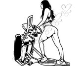 Strong Female Woman Fitness Exercising Healthy Lifestyle Sport Muscular Build Gym SVG .EPS .PNG Vector Clipart Digital Circuit Cut Cutting