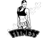 Strong Female Fitness Woman Exercising Healthy Lifestyle Sport Muscular Build Gym SVG .EPS .PNG Vector Clipart Digital Circuit Cut Cutting