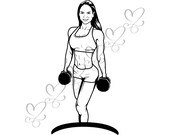 Strong Female Fitness Woman Exercising Healthy Lifestyle Sport Muscular Build Gym SVG .EPS .PNG Vector Clipart Digital Circuit Cut Cutting