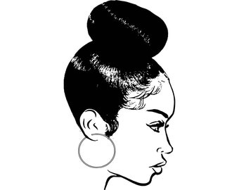 Curly Hair Bun Art Etsy