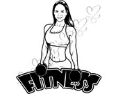Strong Female Fitness Woman Exercising Healthy Lifestyle Sport Muscular Build Gym SVG .EPS .PNG Vector Clipart Digital Circuit Cut Cutting