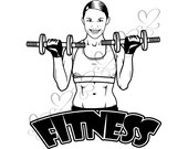 Strong Female Fitness Woman Exercising Healthy Lifestyle Sport Muscular Build Gym SVG .EPS .PNG Vector Clipart Digital Circuit Cut Cutting
